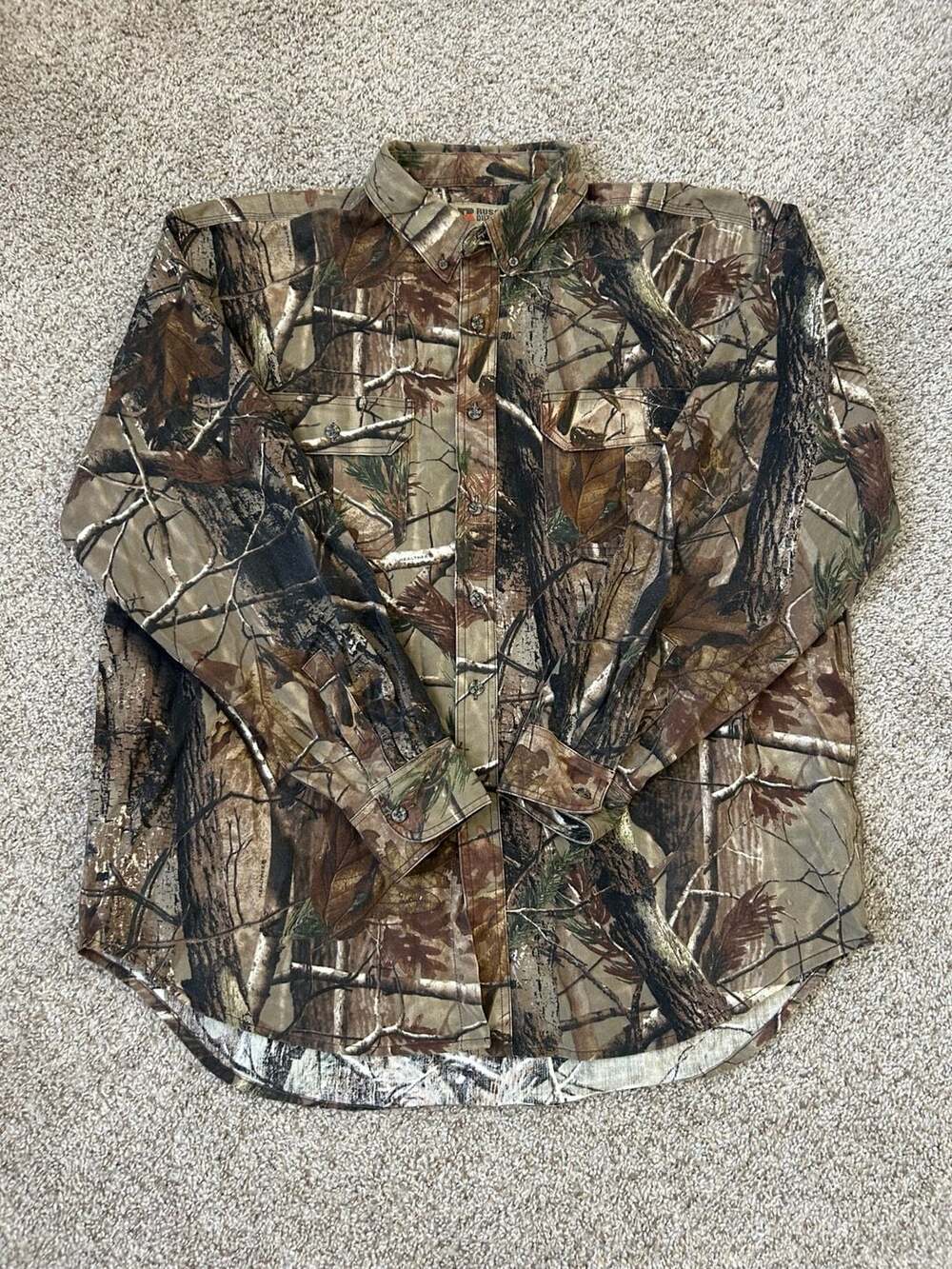 Russell Outdoors Mens Explorer LS Shirt Realtree Camo Button Up Hunting Long Sle